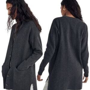 Madewell Gray Miller Cardigan Sweater Women’s XS Longline Knit Pocket Cozy